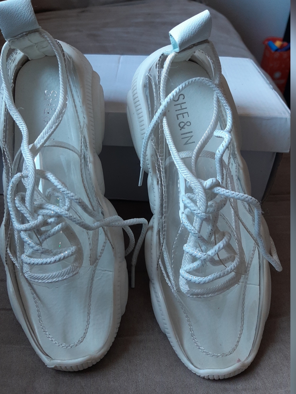 SHEIN White Platform Lace-Up Women's Sneakers